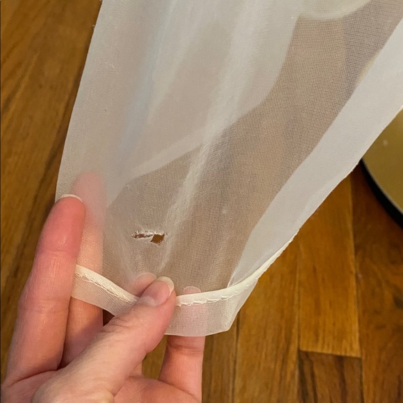 Vintage Sheer Cream Chiffon Full Length Chemise Gown Size Small - Picture 13 of 14